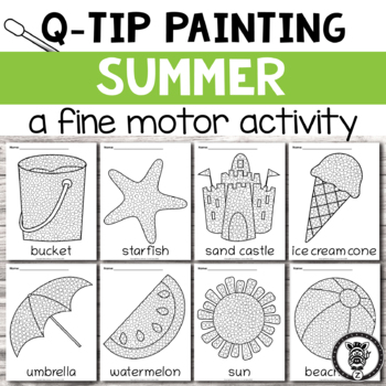 Preview of Q-tip Painting: Summer - a fine motor activity