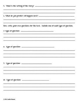 QAR Activity to Use With Any Text by Jenifer Stewart | TPT