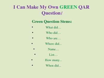Preview of QAR I Can make my own questions, Title I, Reading comprehension