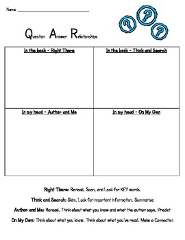 Preview of QAR Practice Sheet for: QAR Game and Practice using Nursery Rhymes.