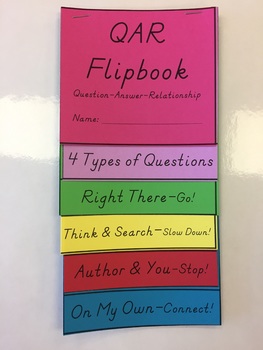 Preview of QAR (Question Answer Relationship) Flipbook -Reading Comprehension