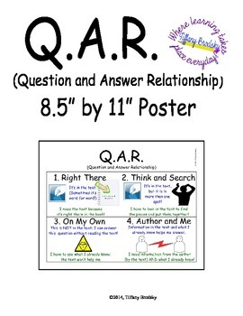 Preview of Q.A.R. Question Answer Relationship Poster for Reading & Testing Strategy