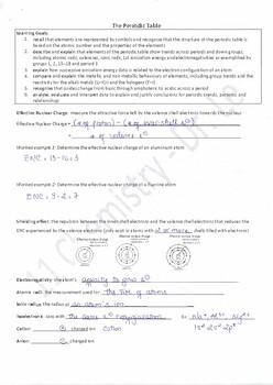 Preview of QLD - 11 Chemistry - Topic 2. Periodic table and trends (Teacher’s Note)