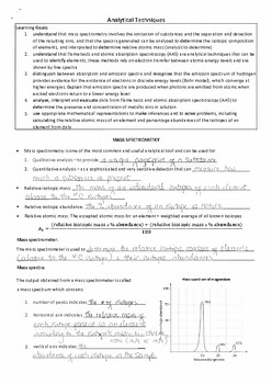 Preview of QLD - 11 Chemistry - Topic 5. Analytical techniques (Teacher’s Note)