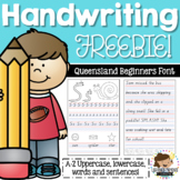 QLD Beginners Font Handwriting Practice Sheets FREEBIE