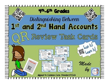 Preview of QR Activity: First and Second Hand Account task card game (R.I.4.6)