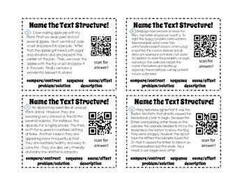 Qr Activity Text Structure Task Card Game 3rd 4th 5th Grades