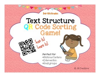 Preview of QR Activity: TEXT STRUCTURE task card game (3rd, 4th, 5th grades)