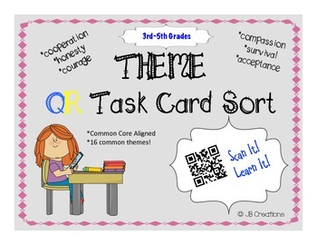 Preview of QR Activity: THEME task card game (3rd, 4th, 5th grades)