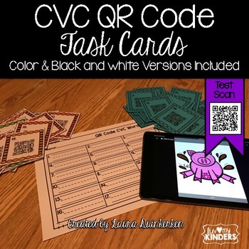 Preview of QR Code CVC Word Task Cards