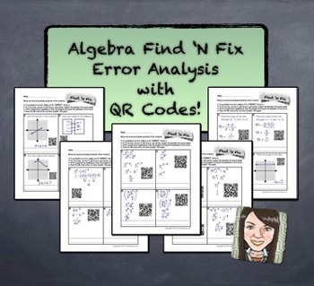 Preview of QR Code "Find 'N Fix" Algebra Error Analysis Bundle - Students "Grade" Papers!