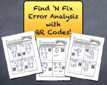 Preview of QR Code "Find 'N Fix" Error Analysis Bundle - Students LOVE "Grading" Papers!