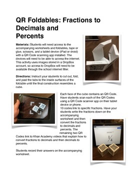 Preview of QR Code Foldables: Converting Fractions to Decimals and Percents