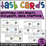Geometry QR Code Task Cards: Lines, Angles, Polygons, Area