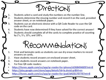 QR Code Number Lines by Mrs Lowery Reading Specialist | TpT