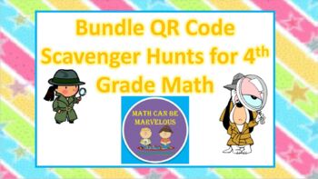 Preview of QR Code Scavenger Hunt Bundle for 4th Grade Math