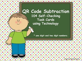 Preview of QR Code Subtraction (104 self-checking subtraction task cards using technology)