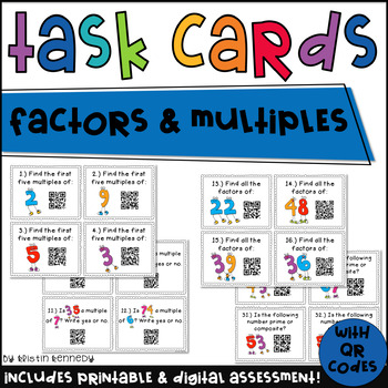 Preview of QR Code Math Task Cards: Factors and Multiples