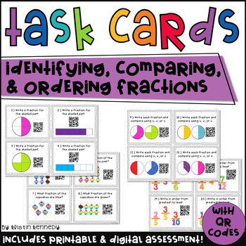 Preview of QR Code Task Cards: Fractions