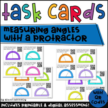 Preview of QR Code Task Cards: Measuring Angles With a Protractor