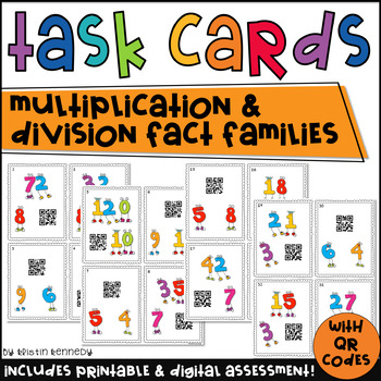 Preview of QR Code Task Cards: Multiplication and Division Fact Families