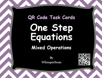 Preview of QR Code Task Cards: One Step Equations (Mixed Operations)