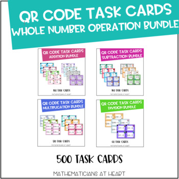 Preview of QR Code Task Cards: Operations of Whole Numbers Bundle