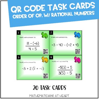 Preview of QR Code Task Cards: Order of Operations with Rational Numbers