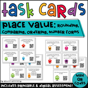 Preview of Place Value QR Code Task Cards