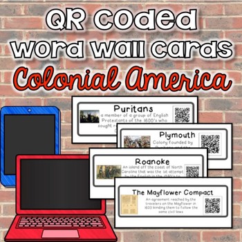 Preview of QR Coded Word Wall-Colonial America