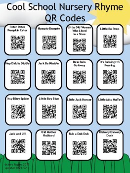 Preview of QR Codes for Nursery Rhymes by Cool School