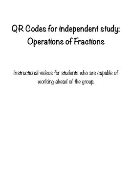 Preview of QR Codes for independent math work- Operations with fractions