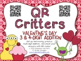 QR Critters: 3 & 4-Digit Addition {Valentine's Day}