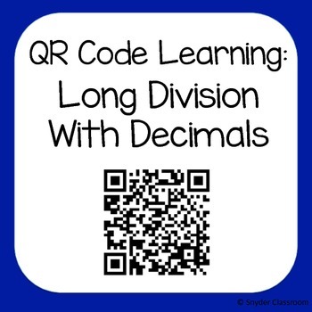 qr code dividing decimals with long division worksheets by snyder classroom