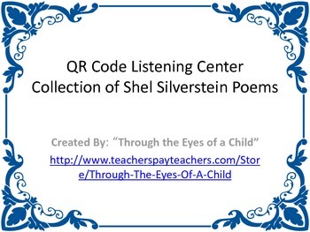 Preview of QR Listening Cards - Shel Silverstein Poems