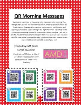 Preview of QR Morning Messages - Lang. Arts, Science, Soc. Studies, Math