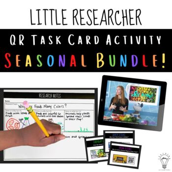 Preview of QR Research Task Cards Seasonal Bundle - Grade 1, 2 and 3