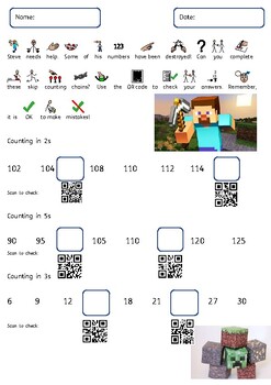 Preview of QR code maths. Minecraft skip counting.