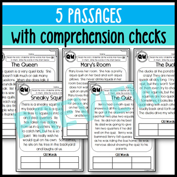 QU Reading Passages with Comprehension Questions by Designed by Danielle