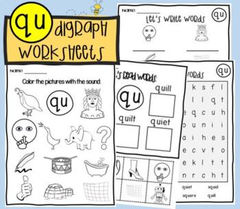qu sound worksheets qu digraph no prep by buzzwithbee tpt