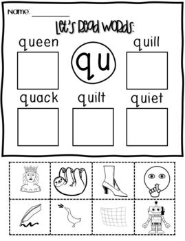 QU Sound Worksheets Qu Digraph NO PREP By BuzzWithBee TpT