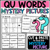 QU Words Digraph Mystery Pictures: Fun Cut and Paste Worksheets
