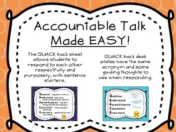Preview of QUACK Back Accountable Talk Anchor Chart- Digital Resource