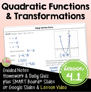 Preview of Quadratic Functions Transformations (Algebra 2 - Unit 4)