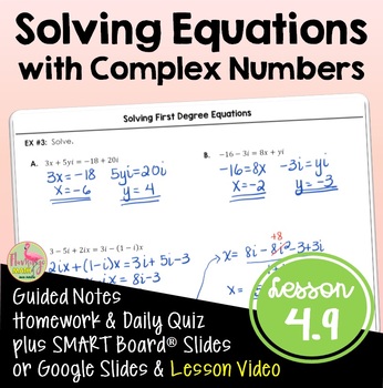 Preview of Quadratic Equations Complex Solutions (Algebra 2 - Unit 4)