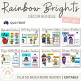 QUEENSLAND Font Rainbow Hues Classroom Decor Bundle | QLD 