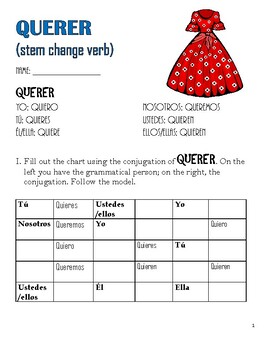 Preview of QUERER (STEM CHANGE VERB)