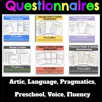 Preview of QUESTIONNAIRES: NO PREP! Language, Voice, Fluency, Articulation