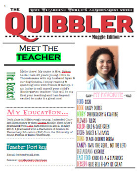 Preview of Harry Potter: Meet the Teacher- QUIBBLER