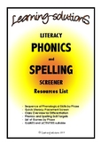 QUICK LITERACY PLACEMENT SCREEN - Phonics - Differentiatio